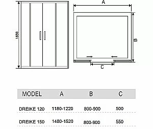 Душевая дверь RIVER DREIKE 150 купить в интернет-магазине Sanbest