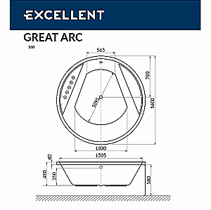 Гидромассажная ванна Excellent Great Arc 160х160 RELAX WAEX.GRE16.RELAX.WH белая глянцевая/форсунки белые купить в интернет-магазине Sanbest