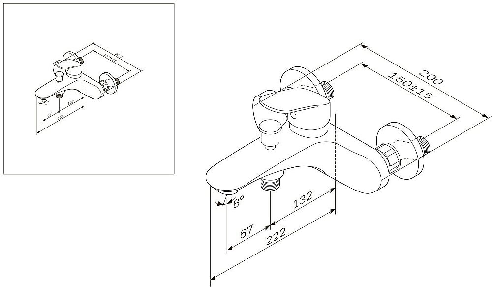 Смеситель для ванны AM.PM Like F8010016 купить в интернет-магазине сантехники Sanbest
