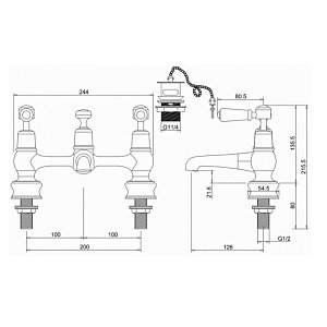 Смеситель для раковины Burlington Regent KER10-QT WAL хром/ручки орех купить в интернет-магазине сантехники Sanbest