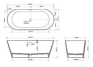 Ванна ABBER Stein AS9626 160x70 белая матовая купить в интернет-магазине Sanbest