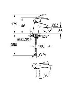 Смеситель для раковины Grohe Eurosmart New 32154002 купить в интернет-магазине сантехники Sanbest