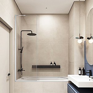 Шторка для ванны Veconi PL84-90-01-C7 90 прозрачная/хром купить в интернет-магазине Sanbest