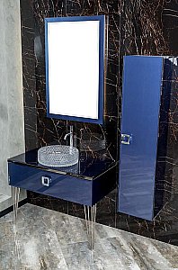 Консоль с раковиной и столешницей Armadi Art LUCIDO 770-080-BL 80 насыщенный синий для ванной в интернет-магазине сантехники Sanbest