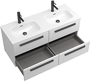 Тумба с раковиной Cezares ECO-CER-N 120 ECO-CER-N-1200-4C-SO-2-BL белая глянцевая для ванной в интернет-магазине Sanbest