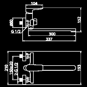 Смеситель для ванны Elghansa Hezerley new 5365599 хром купить в интернет-магазине сантехники Sanbest