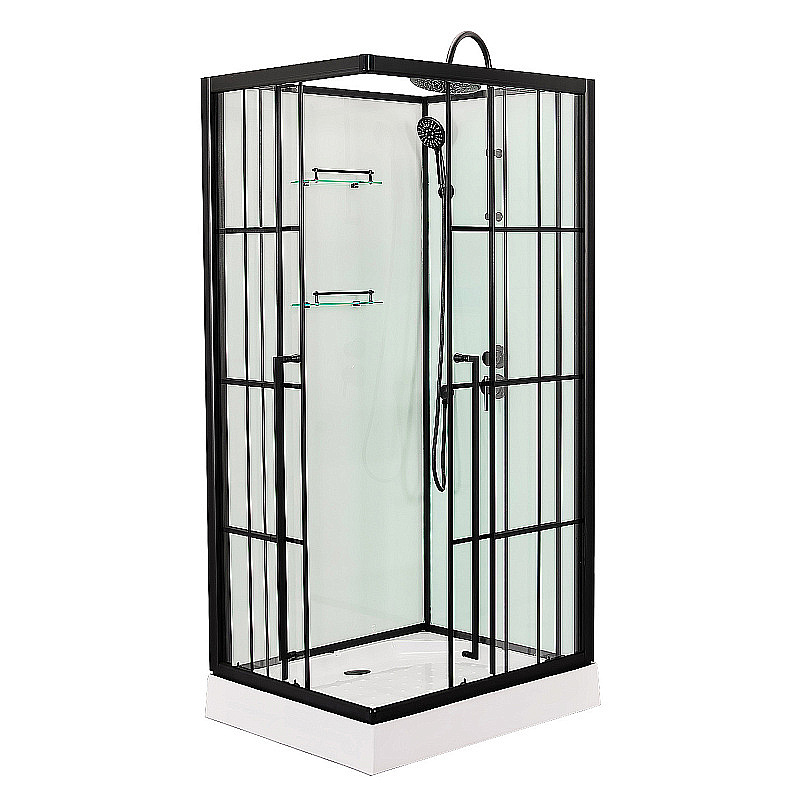Душевая кабина Loranto CS-3008TM/W-90R 90x90 стекло прозрачное/профиль черный купить в интернет-магазине Sanbest