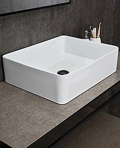 Раковина накладная Gid Geometrico 52 N9104 51236 белая купить в интернет-магазине Sanbest