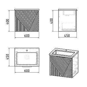 Тумба с раковиной подвесная Grossman БЛИСС 60 с 1 ящ, бежевая матовая для ванной в интернет-магазине Sanbest