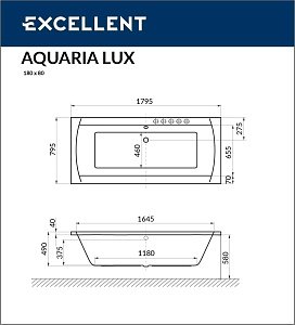 Ванна акриловая Excellent Aquaria Lux 180x80 купить в интернет-магазине Sanbest