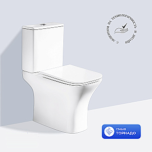 Унитаз напольный Ceruttispa VETTORE CT11134 безободковый с бачком, с крышкой микролифт, смыв торнадо, белый купить в интернет-магазине Sanbest