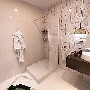 Душевое ограждение Good Door Walk In 120 ВИ00032 стекло рифленое/профиль золото матовое купить в интернет-магазине Sanbest