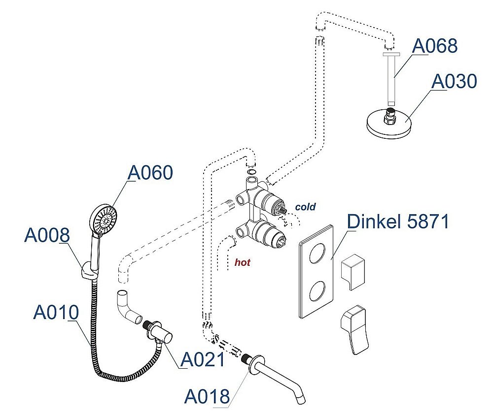 Душевая система WasserKRAFT Dinkel 5800 A175868 купить в интернет-магазине сантехники Sanbest