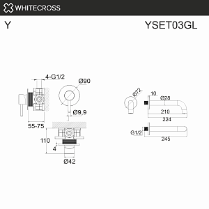 Смеситель для ванны WhiteCross Y YSET03GL золото купить в интернет-магазине сантехники Sanbest