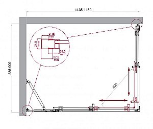Душевой уголок BelBagno LUCE-AH-21 115х90 стекло прозрачное/профиль хром купить в интернет-магазине Sanbest