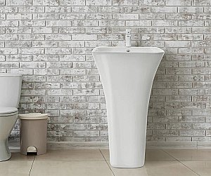 Раковина напольная WeltWasser WW LEERBACH 4543 GL-WT 45 белая купить в интернет-магазине Sanbest