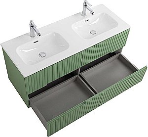 Тумба с раковиной Cezares DUET-N 120 DUET-N-1200-4C-SO-2-PS-P фисташковый софт для ванной в интернет-магазине Sanbest