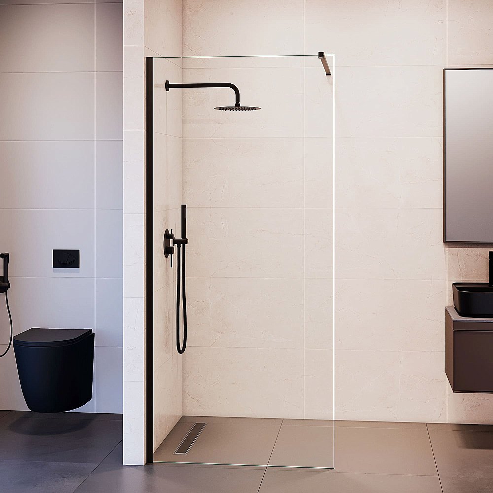 Душевая перегородка RGW Walk In WA-210B 80 351021008-14 стекло прозрачное/профиль черный купить в интернет-магазине Sanbest