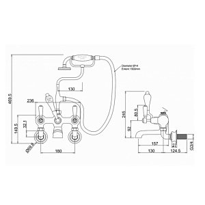 Смеситель для ванны Burlington Regent KER17-QT BLA купить в интернет-магазине сантехники Sanbest