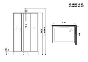 Душевая кабина Niagara Classic NG-43185-14QBKT 110x80 купить в интернет-магазине Sanbest