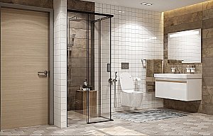 Душевой уголок Ambassador Queen Black 11011203 90x90 стекло прозрачное/профиль черный купить в интернет-магазине Sanbest