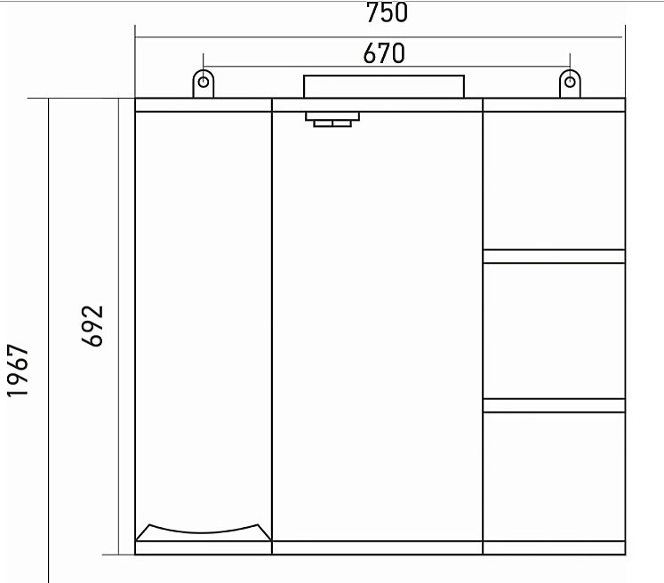 Зеркало со шкафом MIXLINE ЭТЬЕН 75 в ванную от интернет-магазине сантехники Sanbest