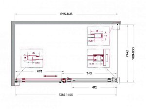 Душевой уголок BelBagno SOFT_CLOSE-2-AH-1 140х80 стекло прозрачное/профиль оружейная сталь купить в интернет-магазине Sanbest