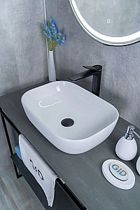 Раковина накладная Gid Geometrico 46 D1333 51183 белая купить в интернет-магазине Sanbest