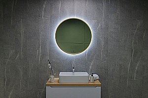 Зеркало Art&Max ASTI AM-Ast-800-DS-FNC-Gold в ванную от интернет-магазине сантехники Sanbest