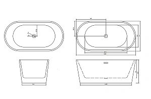 Ванна акриловая CeruttiSpa RESIA 10519 170x75 белая купить в интернет-магазине Sanbest