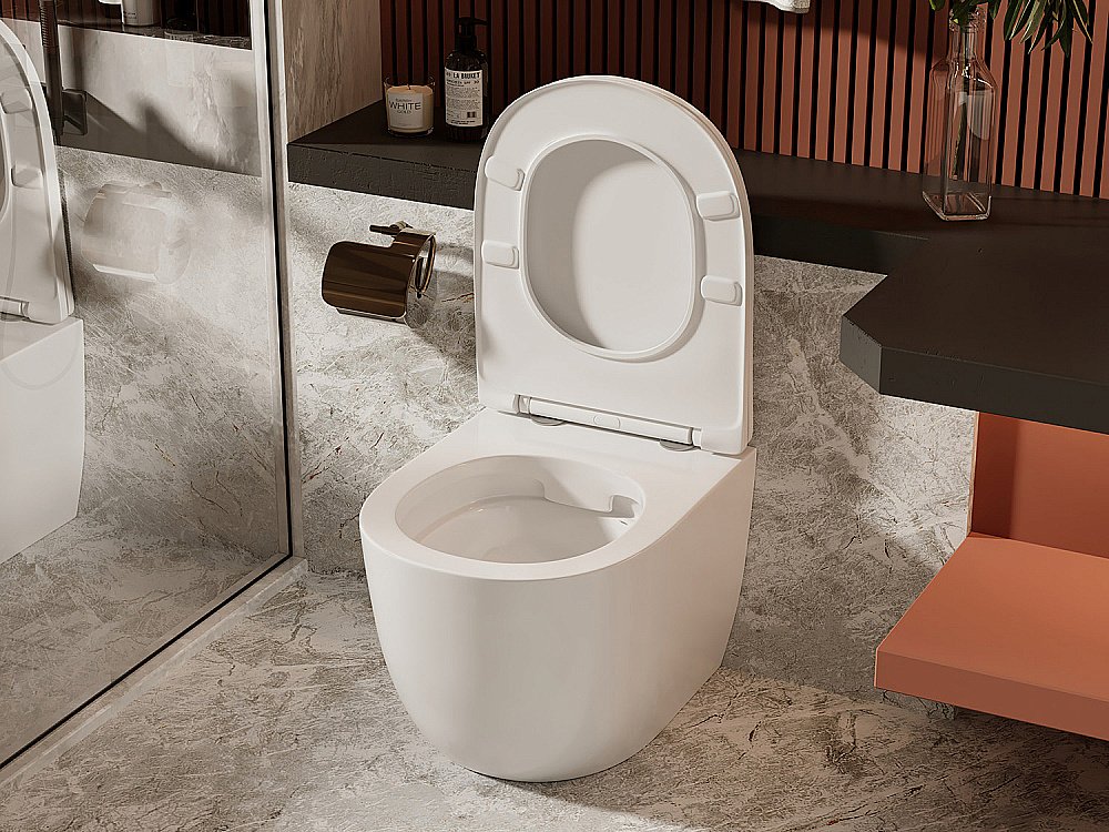 Унитаз ABBER Bequem AC1111 с крышкой микролифт, безободковый купить в интернет-магазине Sanbest