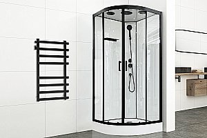 Душевая кабина Royal Bath FATO RB 90HK-T-BL 90 стекло прозрачное/профиль черный купить в интернет-магазине Sanbest
