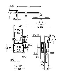 Душевая система Grohe Euphoria SmartControl System 34865KF0 фантомный черный купить в интернет-магазине сантехники Sanbest