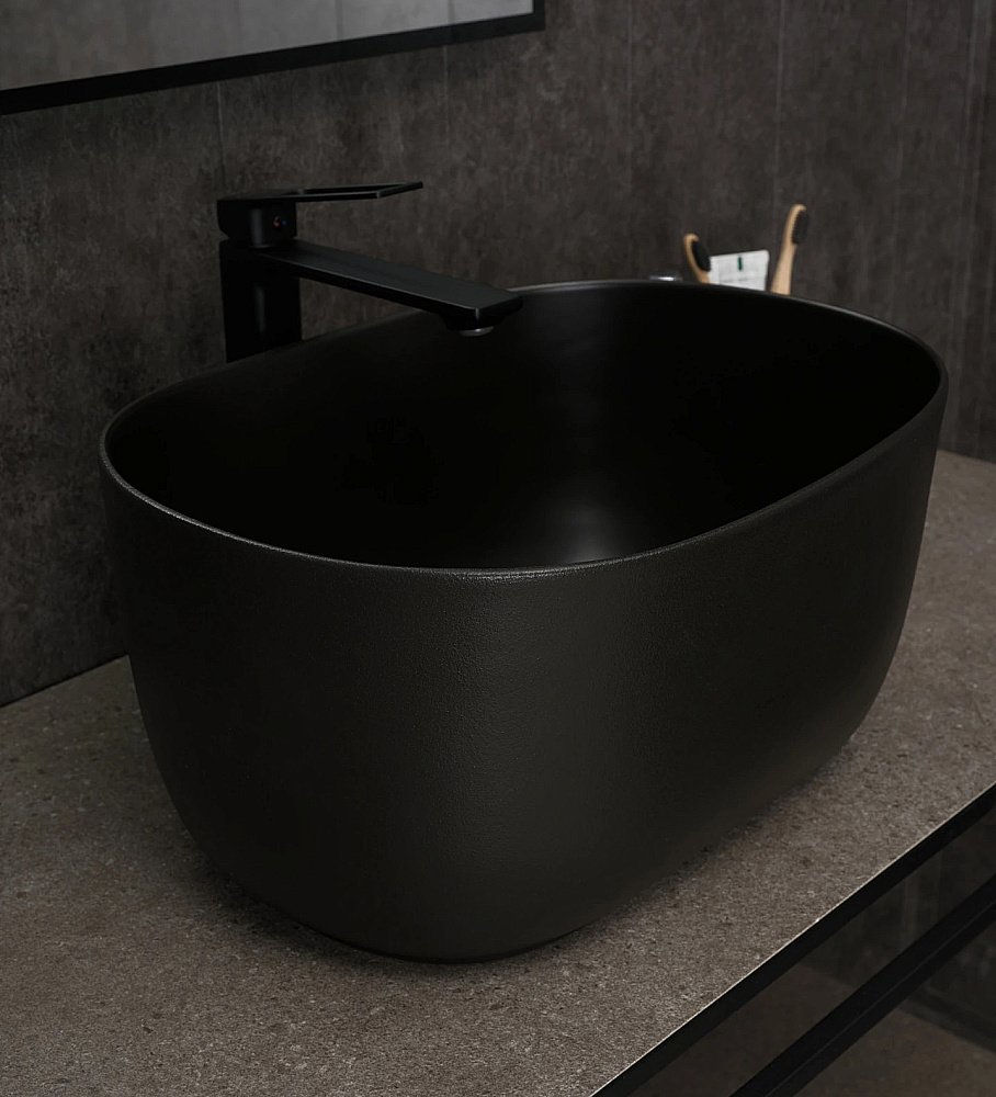 Раковина накладная Gid Creativo 45 N9302bg 53377 черная графит купить в интернет-магазине Sanbest