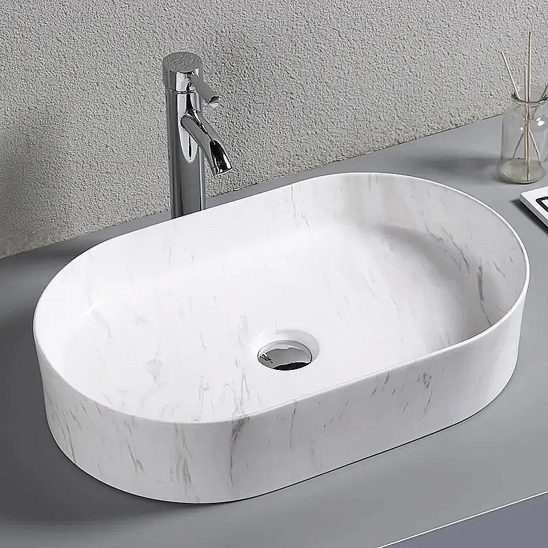 Раковина накладная CeruttiSpa 50 CR0055B MMW1 мрамор белый матовый купить в интернет-магазине Sanbest