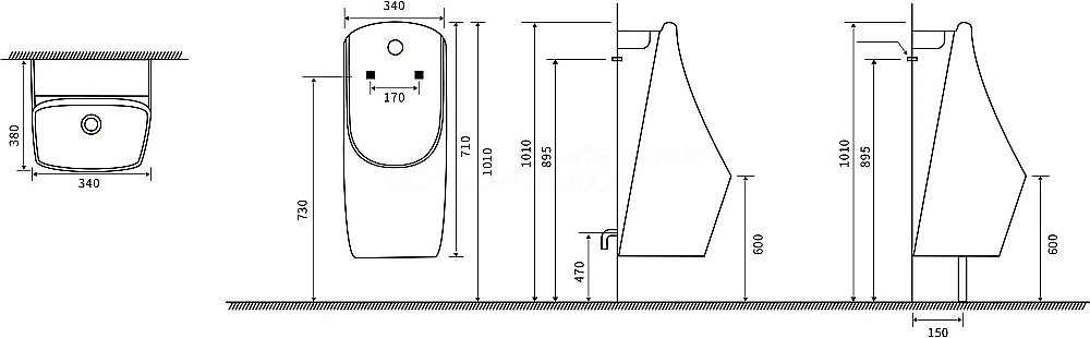 Писсуар SantiLine SL-6004MB черный матовый купить в интернет-магазине Sanbest