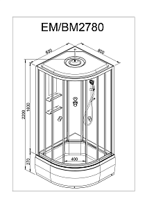 Душевая кабина Deto EM2780 80х80 купить в интернет-магазине Sanbest