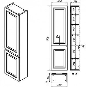 Пенал Caprigo Wales 36050 40 цвет на выбор для ванной в интернет-магазине сантехники Sanbest