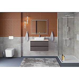 Тумба с раковиной и столещницей BelBagno 80 KRAFT-800-2C-SO-GSO+KEP-80-MCO темно-серая матовая для ванной в интернет-магазине Sanbest