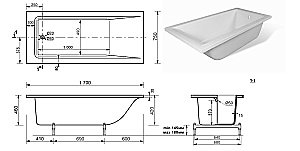 Ванна Taliente Egoista Matt EG2317075-1Matt 170х75 белая матовая купить в интернет-магазине Sanbest