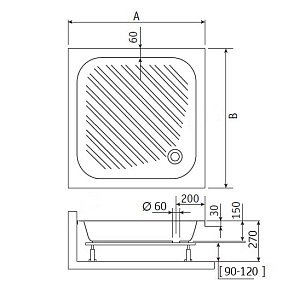 Душевой поддон RGW B/CL-S-A Acryl 80x80 купить в интернет-магазине Sanbest