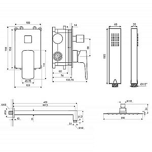 Душевая система Excellent Keria 2045 BL черная матовая купить в интернет-магазине сантехники Sanbest