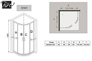 Душевой уголок Black&White Stellar Wind 1011010 100х100 стекло прозрачное/профиль хром купить в интернет-магазине Sanbest