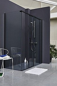 Душевой уголок Jacob Delafon CONTRA E22C120-BL+E22FC90-BL 120x90 стекло прозрачное/профиль черный матовый купить в интернет-магазине Sanbest