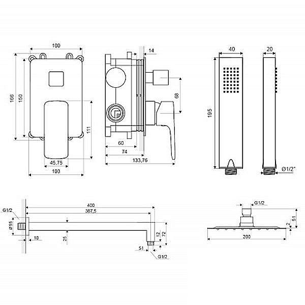 Душевая система Excellent Keria 2045 BL черная матовая купить в интернет-магазине сантехники Sanbest