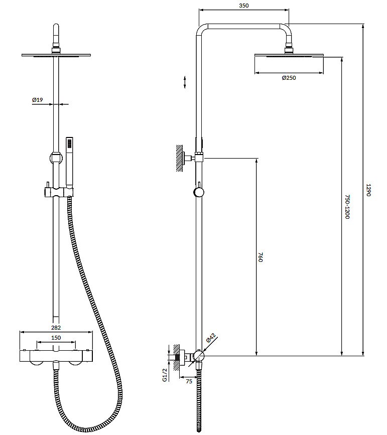 Душевая система Omnires Y Y1244SUGL золото купить в интернет-магазине сантехники Sanbest