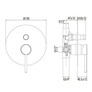 Смеситель для душа Gattoni Circle Two 9134/91BO купить в интернет-магазине сантехники Sanbest