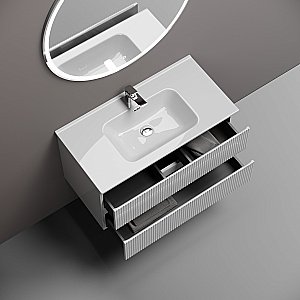 Тумба с раковиной Sancos Snob R 90 SNR90W белая матовая для ванной в интернет-магазине Sanbest