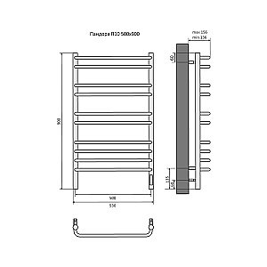 Полотенцесушитель Aquatek Пандора П10 500х900 AQ EL RRP1090BL черный муар купить в интернет-магазине сантехники Sanbest