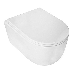 Унитаз подвесной Azario Nata AZ-5102T-WHT белый, безободковый, с крышкой микролифт, слив торнадо купить в интернет-магазине Sanbest